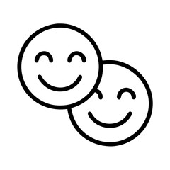 Two happy face emoji vector illustration for positive emotion expression and cheerful mood design element