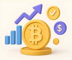 Cryptocurrency – 3D Concept of Digital Economy and Financial Innovation - Generative AI