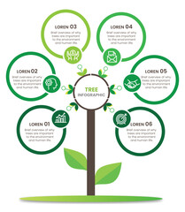 Tree Infographic Overview Of The Importance Of Trees For The Environment, Infographic Template With Icons And Option.