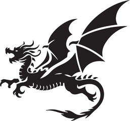 Beautiful Black Dragon Vector Silhouette Art This Is An Editable And Printable Vector Eps File
