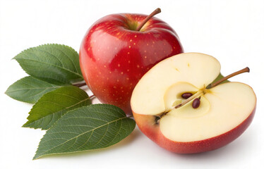 Ripe red apples and apple slice
