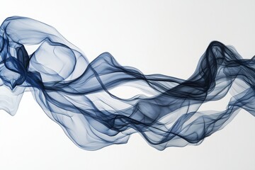 Elegant Flowing Blue Smoke on White Background for Creative Use