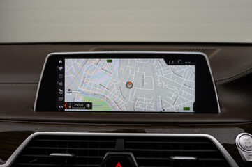 GPS Navigation Map Displayed on Car Infotainment Screen