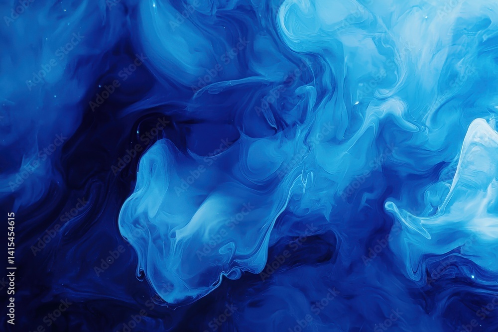 Poster abstract blue swirl pattern with fluid motion and ethereal quality