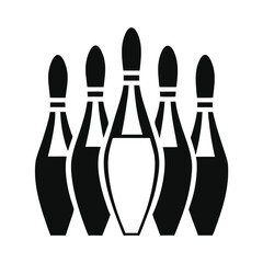 Five Bowling Pins Icon Black and White Graphic