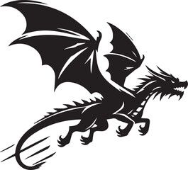 Beautiful Black Dragon Vector Silhouette Art This Is An Editable And Printable Vector Eps File
