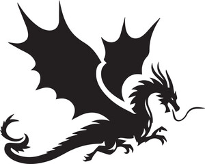 Obraz premium Beautiful Black Dragon Vector Silhouette Art This Is An Editable And Printable Vector Eps File 