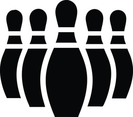 Five Bowling Pins Icon Black Silhouette Graphic