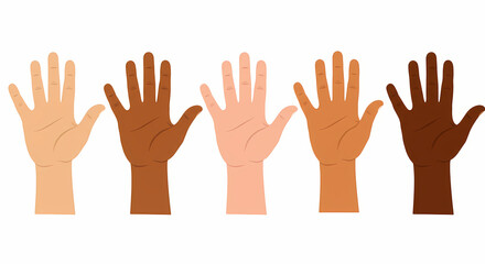 Obraz premium Diverse hands representing unity and inclusivity on white background 