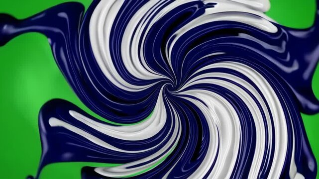 Dynamic abstract swirl: vibrant green and navy patterns in motion