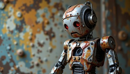 The sad robot began to malfunction, its circuits short circuiting and its metal body rusting from within, as it struggled to find a way to repair itself.