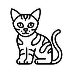 Cute tabby cat vector illustration, domestic feline pet drawing, animal outline graphic design image