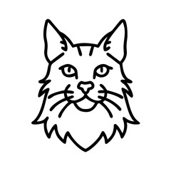 Cat face outline drawing vector illustration cute pet animal feline domestic kitten design art graphic