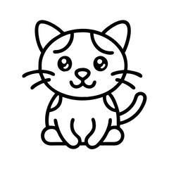 Cute cartoon cat drawing vector illustration for kids coloring page and graphic design project