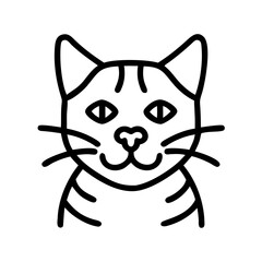 Cute tabby cat face vector illustration, pet animal drawing, feline graphic design element isolated