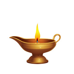 simple cartoon traditional diya oil lamp diwali festival vector illustration transparent background isolated