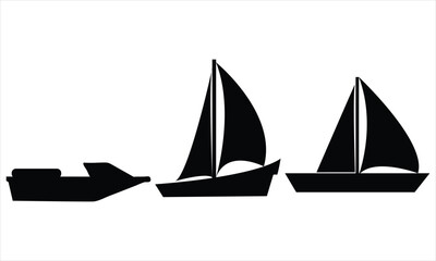 sailing boat vector illustration set