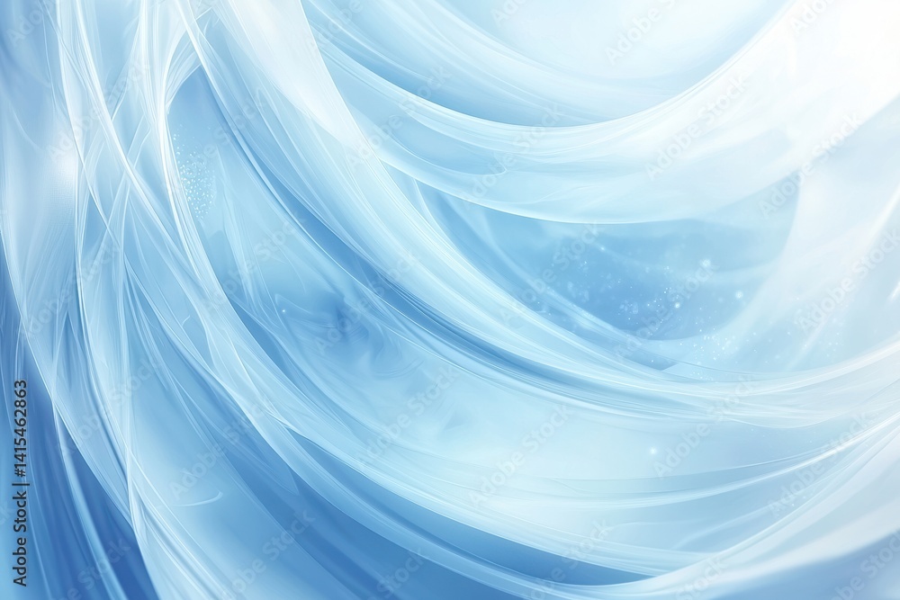 Wall mural ethereal blue abstract background with flowing light elements