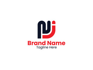 Creative NJ vector logo template with red and black color. NJ logo design monogram. JN logo, JN letter