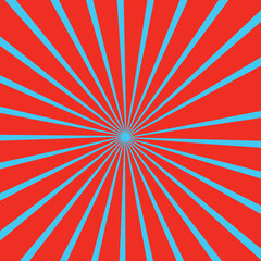 Pink sun ray vector background. Radial beam sunrise or sunset light retro design illustration. Light sunburst glowing pale pink backgroun