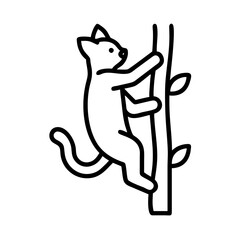 Cat climbing tree vector illustration adorable feline pet animal outline drawing graphic design artwork