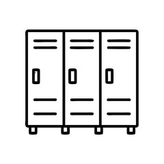 School lockers storage metal lockers gym lockers changing room lockers line art drawing vector icon