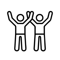 Two people celebrating success vector icon illustration teamwork achievement partnership unity