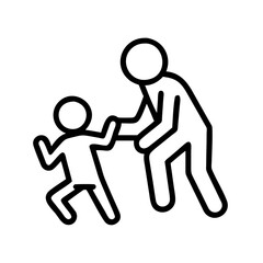 Childcare assistance icon parent helping child vector illustration support and care giving hand 90