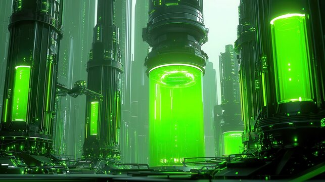 Futuristic Clean Energy Reactor, showcasing rare-earth power, integrated with eco-friendly architecture, glowing circuits, and autonomous maintenance drones in an open environment