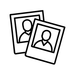 Download two polaroid photo frames with person silhouette vector illustration template design free