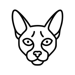 Sphynx cat face clip art vector drawing illustration for pet shop and cattery logo design idea