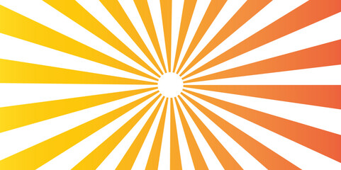Orange swirling pattern background with Vortex starburst spiral twirl strips. Spiral striped illustration sunray template wallpaper, cover, poster, flyer design. Classic vintage sun rays pattern.