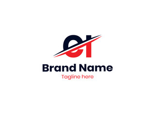 Vector CI logo design is divided by a line. CI logo. CI letter. Black and red IC letter. IC letter logo design Initial letter CI monogram logo. 