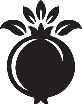 black pomegranate fruit with leaves clip art preview