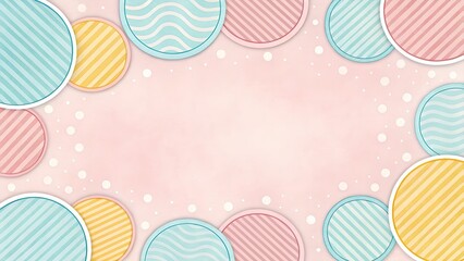 Pastel striped circles frame background easter greeting card