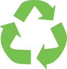 Recycling symbol on a white background with arrows forming a circle, representing environmental conservation and eco-friendly concept