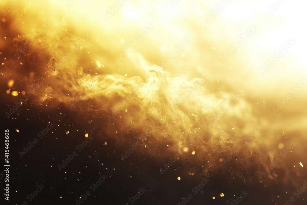 Canvas Prints ethereal golden smoke with bokeh effect and dark background