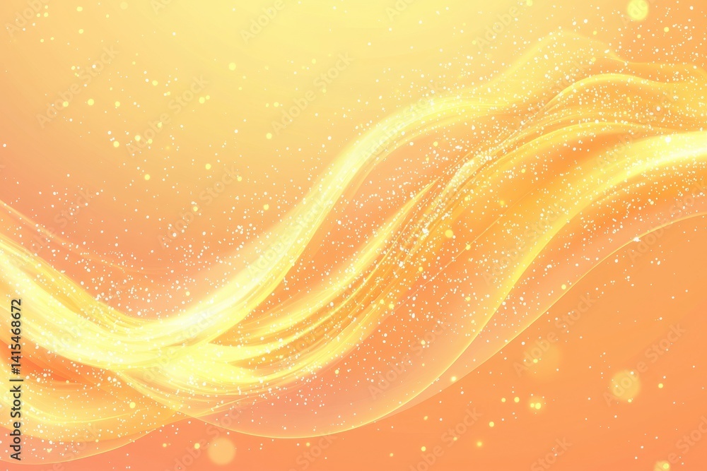Canvas Prints vibrant golden waves with sparkles on warm gradient background