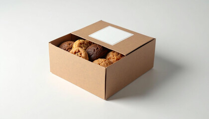 A brown cardboard box with a white label on it.