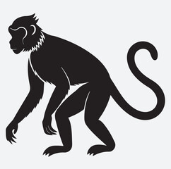 a monkey silhouette vector art illustration, vector illustration of a monkey