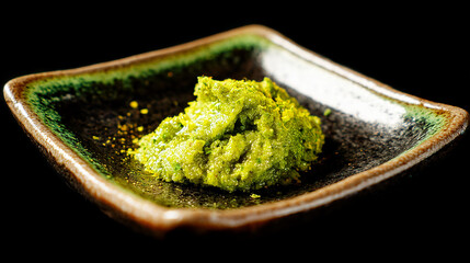 Yuzu kosho seasoning on ceramic dish vibrant green p