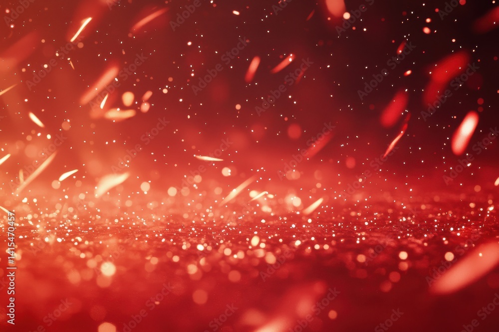 Wall mural red background with sparkles and light particles in motion