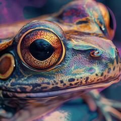 Close up of a frog. Generative AI. Illustration for for banner, poster, cover, brochure or presentation