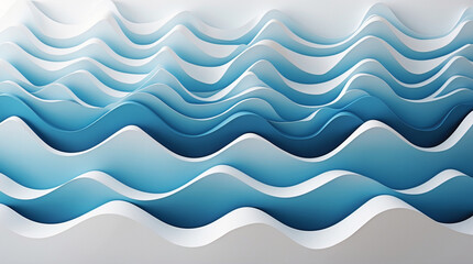 Serene layers of ocean waves in calming blue and white shades, a paper-cut art style evoking tranquility.