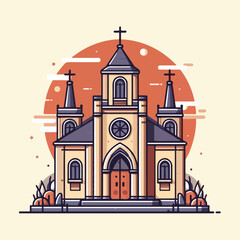 Obraz premium beautiful church vector image