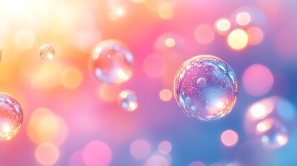 Dreamy Abstract Bubbles and Waves, Abstract image of colorful bubbles and waves with a dreamy, ethereal glow