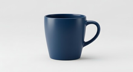 Simple Dark Blue Ceramic Mug on White Background