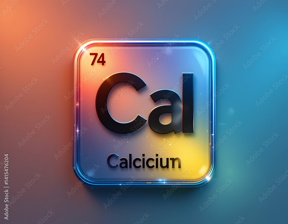 Poster calcium element symbol with glowing design and background