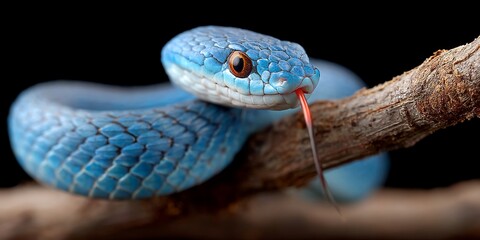 Vibrant Blue Snake on Branch (2)
