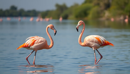 A Rare and Stunning Sight: Flamingos Grace the Danube River with Their Elegant Presence, Captivating Birdwatchers and Nature Enthusiasts Along One of Europe's Most Iconic Waterways